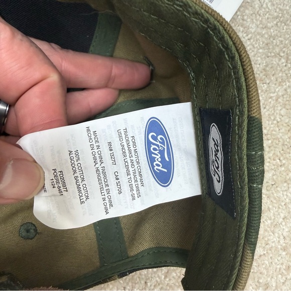 Built Ford Tough hat cap adjustable strap camo leather patch - Picture 9 of 10